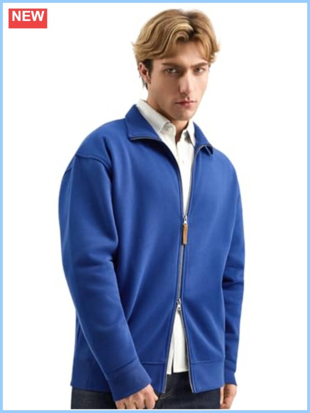 Two-Way Zip Up Fleece Sweatshirt Stand Collar Long Sleeve
